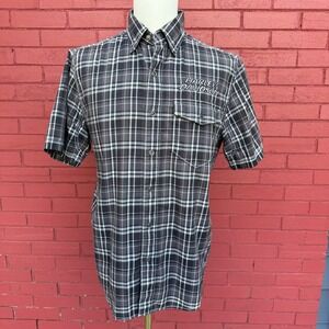 Vtg Harley Davidson Plaid‎ Shirt Mens Medium Button Up Short Sleeve Biker Grunge